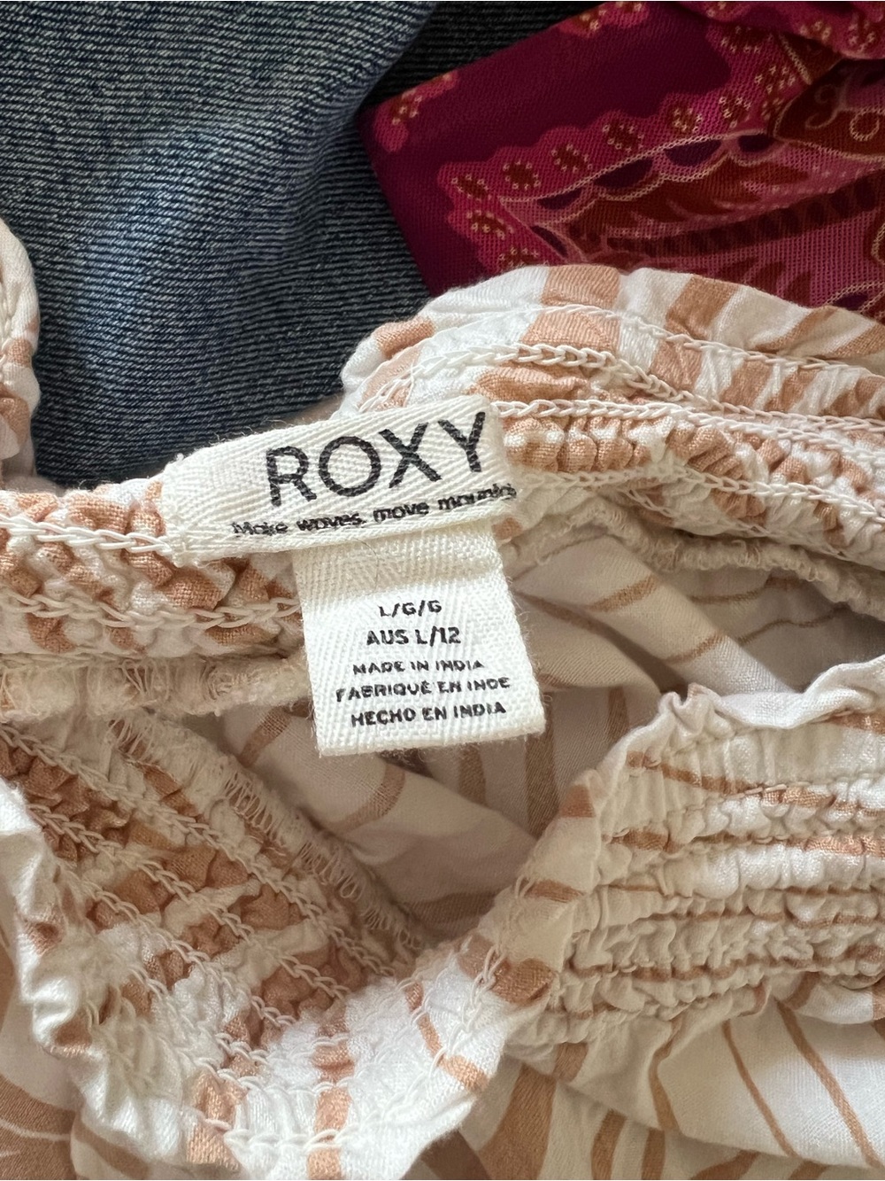 Roxy Women's White and Beige Wide Leg Palm Print Pants - Picture 5 of 6